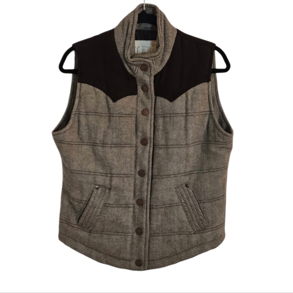 Ci Sono Brown Quilted Faux Suede Vest with Pockets size Medium